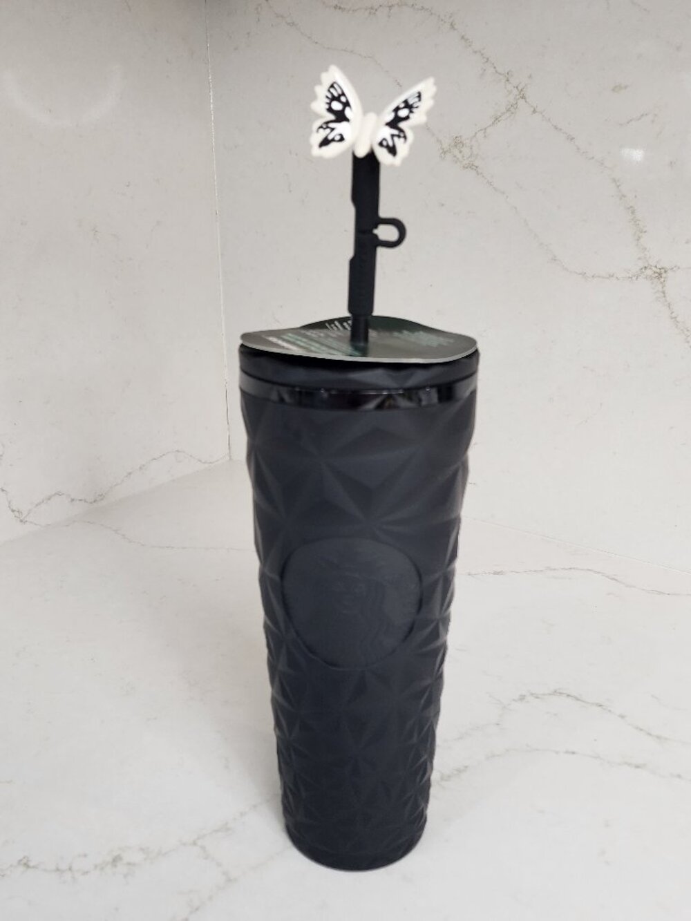 Starbucks Black Matte Prizm Venti Tumbler + Glow Butterfly Topper 2025